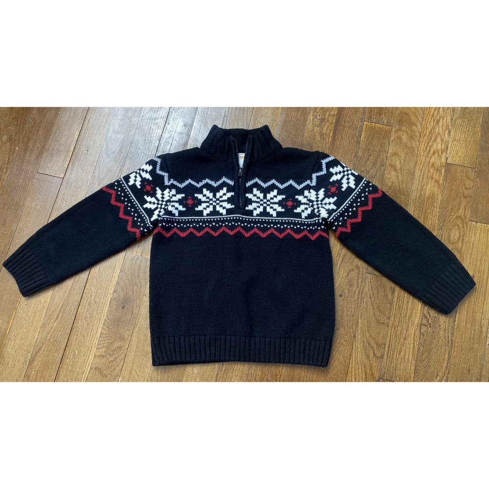 Gymboree Boys Sweater 4T Holiday Fair Isle Nordic Snowflake Pattern 1/4 Zip